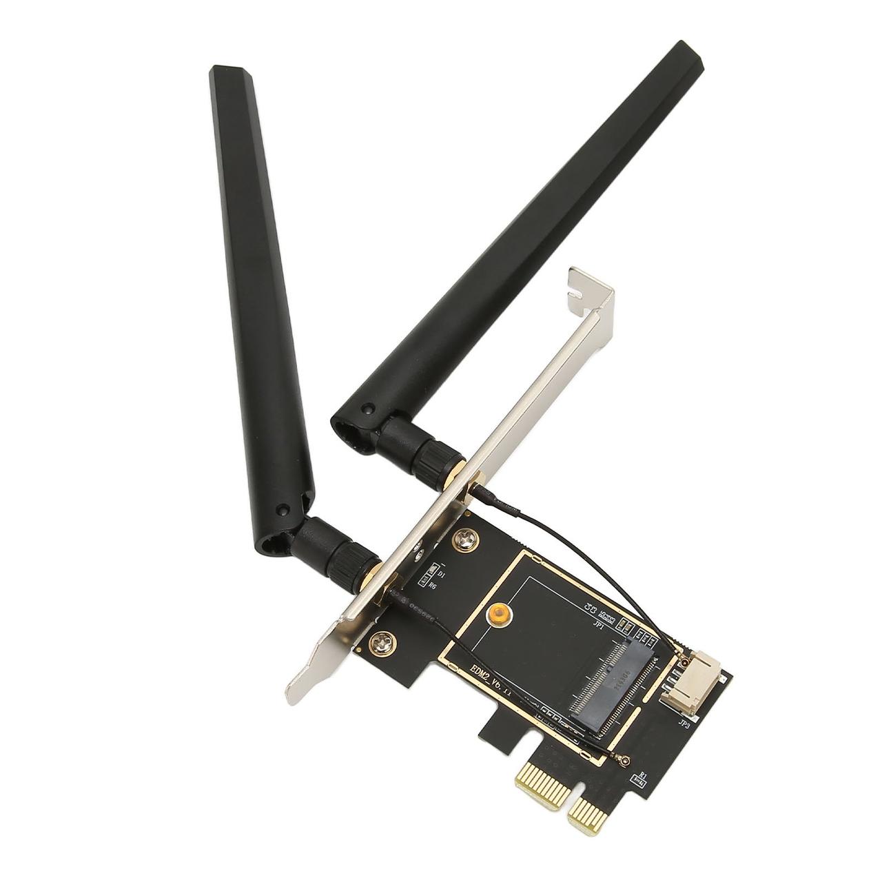 Адаптер PCI-E для мережної карти M.2 (key A+E) Wi-Fi + Bluetooth з кришкою, TRY EDM2_v6.11 антена 2x8db