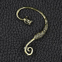 Кафа вінтаж темне золото металева біжутерія кішка застібка гвоздик розмір сережки 50х45 мм