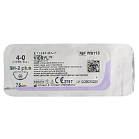 Хірургічна нитка Ethicon Вікрил (Vicryl) 4/0, довжина 75 см, кільк. голка 20 мм, W9113