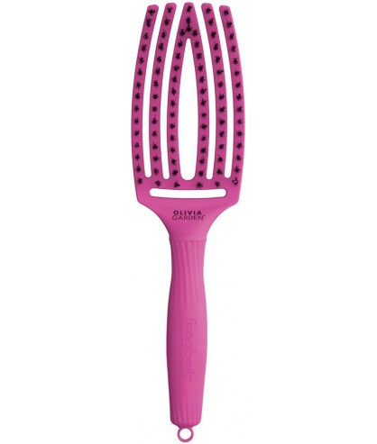 Щітка для волосся Olivia Garden Finger Brush Combo Medium  Bright Pink з комбінованою щетиною, фото 1