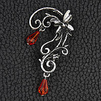 Каффа вінтаж срібляста металева біжутерія квітка з кристалами застібка гвоздик розмір сережки 65х35 мм