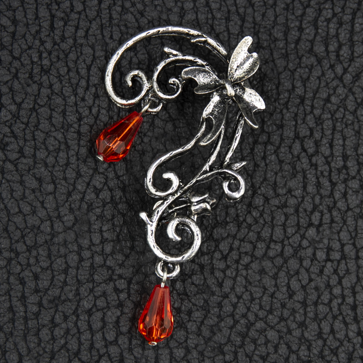 Каффа вінтаж срібляста металева біжутерія квітка з кристалами застібка гвоздик розмір сережки 65х35 мм - фото 1 - id-p1710119910