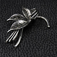 Каффа вінтаж срібляста металева біжутерія квіточок без застібки розмір сережки 55х30 мм