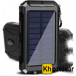 Зовнішній акумулятор із ліхтариком | Повербанк Power Bank Solar Charger 30000 mAh