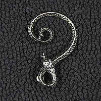 Каффа вінтаж срібляста металева біжутерія змія застібка гвоздик розмір сережки 50х50 мм