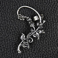 Каффа вінтаж срібляста металева біжутерія квітуча троянда застібка гвоздик і затискач розмір сережки 55х45 мм