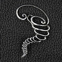 Каффа вінтаж срібляста металева біжутерія ураган застібка гвоздик розмір сережки 60х55 мм