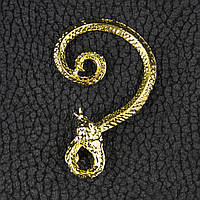 Кафа золотиста металева біжутерія закручена змія застібка гвоздик розмір сережки 55х40 мм
