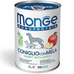 Monge (Монж) Dog Fruit Monoprotein Rabbit & Apples вологий беззерновий корм для собак із кроликом та яблуками 400 г