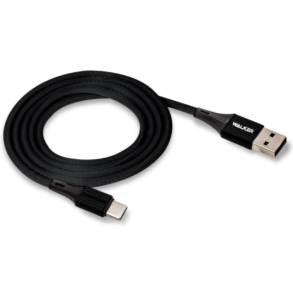 Кабель USB WALKER C570 Type-C, black, 1м, тканинна оплітка, фото 1