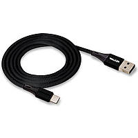 Кабель USB WALKER C570 Type-C, black, 1м, тканинна оплітка