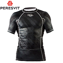 Рашгард з коротким рукавом чоловічий Peresvit Immortal Silver Force Rashguard Short Sleeve Black Rain