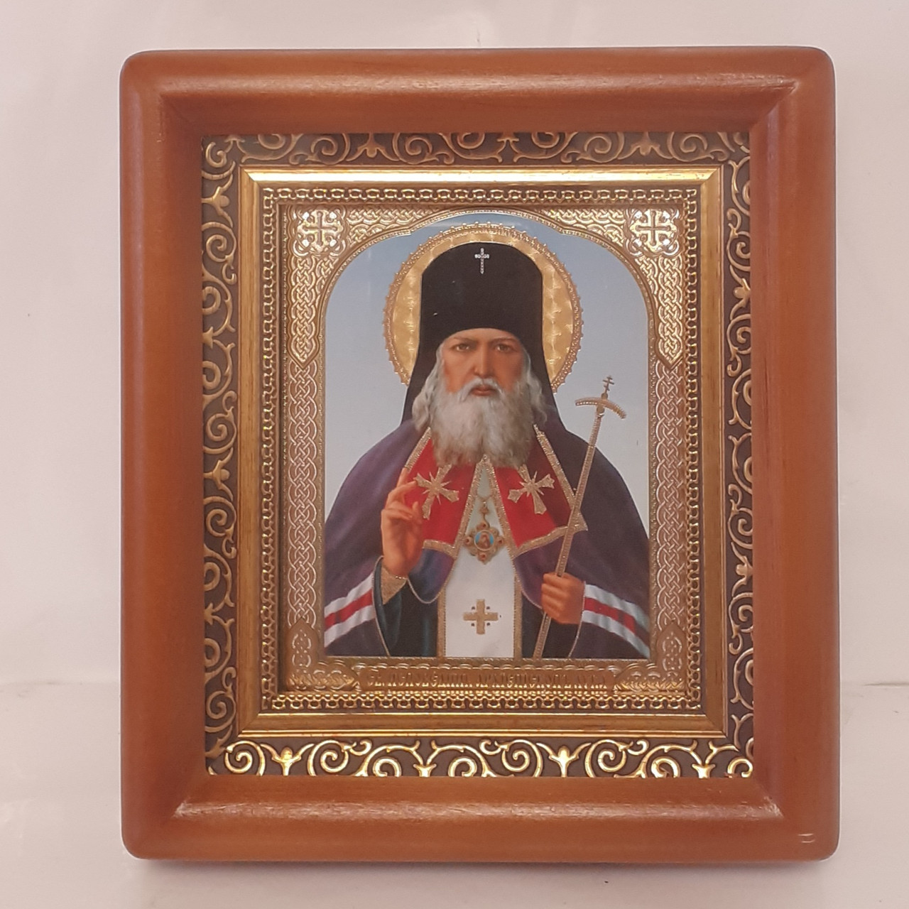 Ікона Лука святий сповідник Архієпископ Кримський, лик 10х12 см, у коричневому дерев'яному кіоті