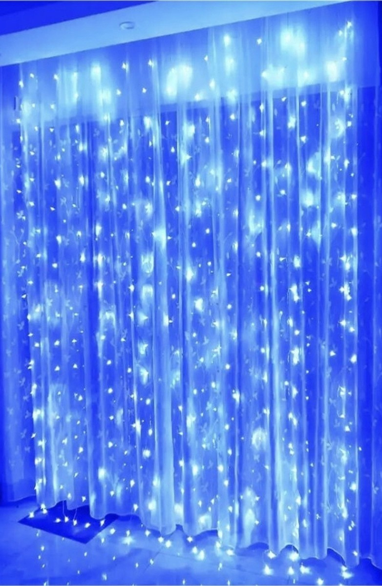 Гірлянда новорічна з прозорим проводом 400 ламп 3х2 м Синя, Світлодіодні гірлянди завіса led, Штора-завіса