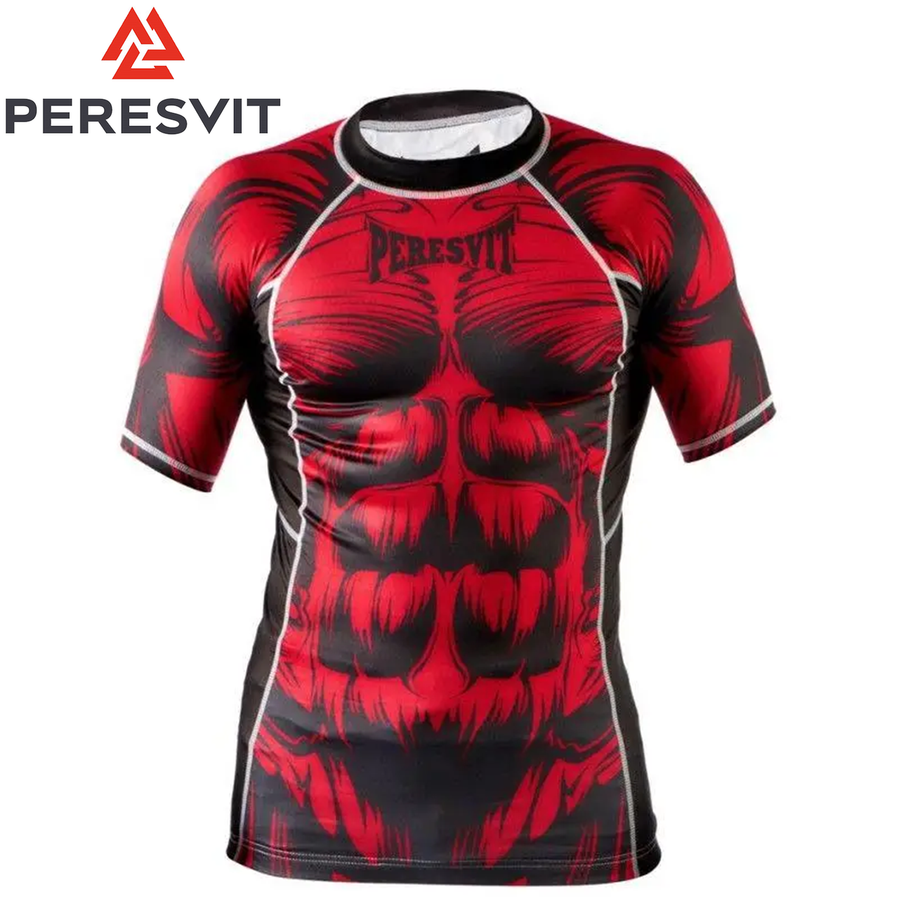 Рашгард з коротким рукавом чоловічий Peresvit Beast Silver Force Rashguard Short Sleeve Red