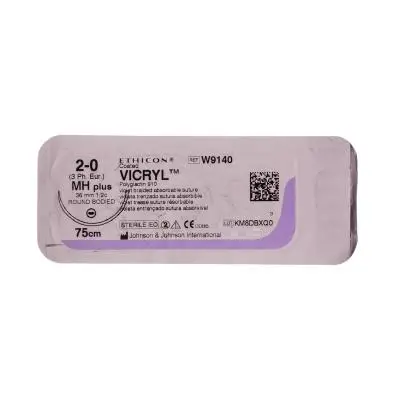 Хірургічна нитка Ethicon Вікрил (Vicryl) 2/0, довжина 75 см, кільк. голка 36 мм, W9140, фото 1
