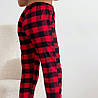 Тепла зимова фланелева жіноча піжама двійка штани та сорочка одяг для дому червоний, фото 4