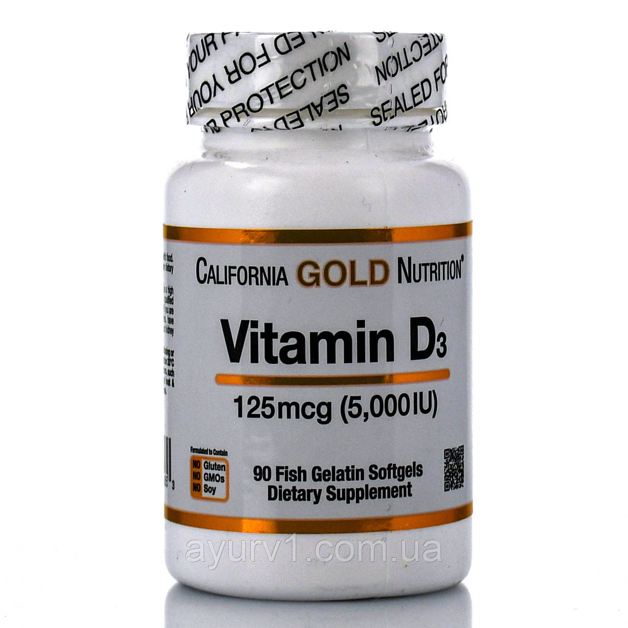 Вітамін D3, 125 мкг (5000 МО) California Gold Nutrition 90 капс.