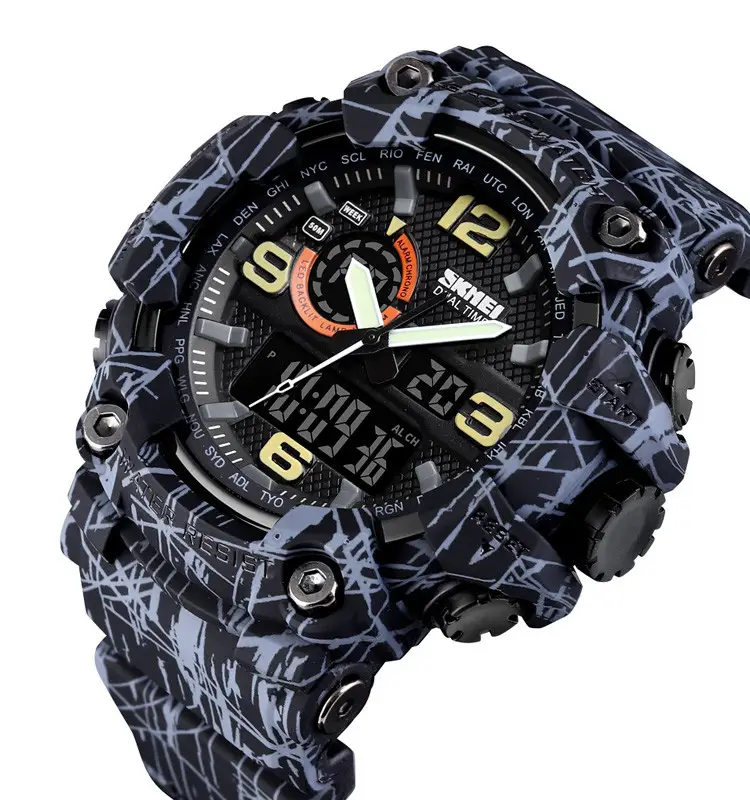 Тактичний чоловічий наручний годинник Skmei 1520 Сірий, фото 1