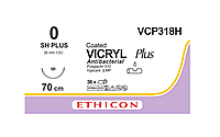 Хирургическая нить Ethicon Викрил Плюс (Vicryl Plus) 0, длина 70 см, кол. игла 26 мм, VCP318H