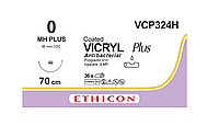 Хирургическая нить Ethicon Викрил Плюс (Vicryl Plus) 0, длина 70 см, кол. игла 36 мм, VCP324H