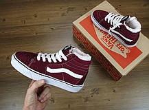 Жіночі зимові кеди Vans SK8 Red White Winter Fur Ванс СК8 високі червоно-білі з хутром зима, фото 5