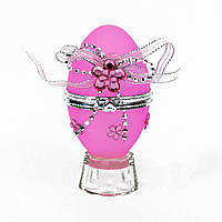 Стеклянная шкатулка для драгоценностей Яйцо Фаберже розовая