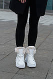Жіночі зимові білі шкіряні черевики спортивного стилю на високій підошві, фото 6