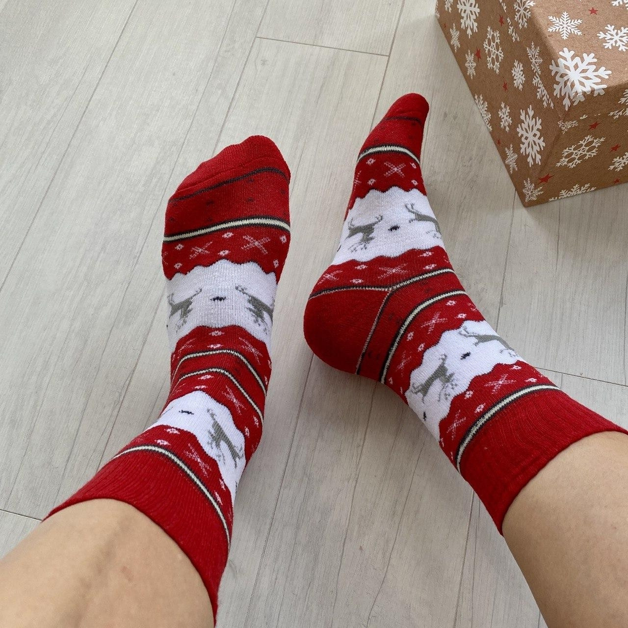 Шкарпетки жіночі новорічні із бавовни Woman's heel біло-червоні (Ш-524), фото 1