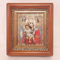 Ікона Достойно є Пресвята Богородиця, лик 10х12 см, в коричневому дерев'яному кіоті
