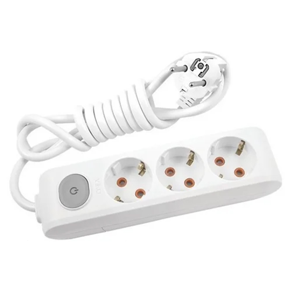 Подовжувач Panasonic X-tendia із заземленням 3 гнізда, 3 м, з захистними шторками, з вимикачем, сірий, фото 1