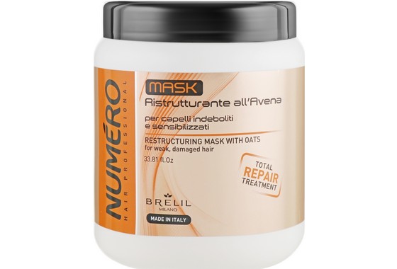 Відновлювальна маска для волосся з екстрактом вівса Brelil Numero Total Repair Mask
