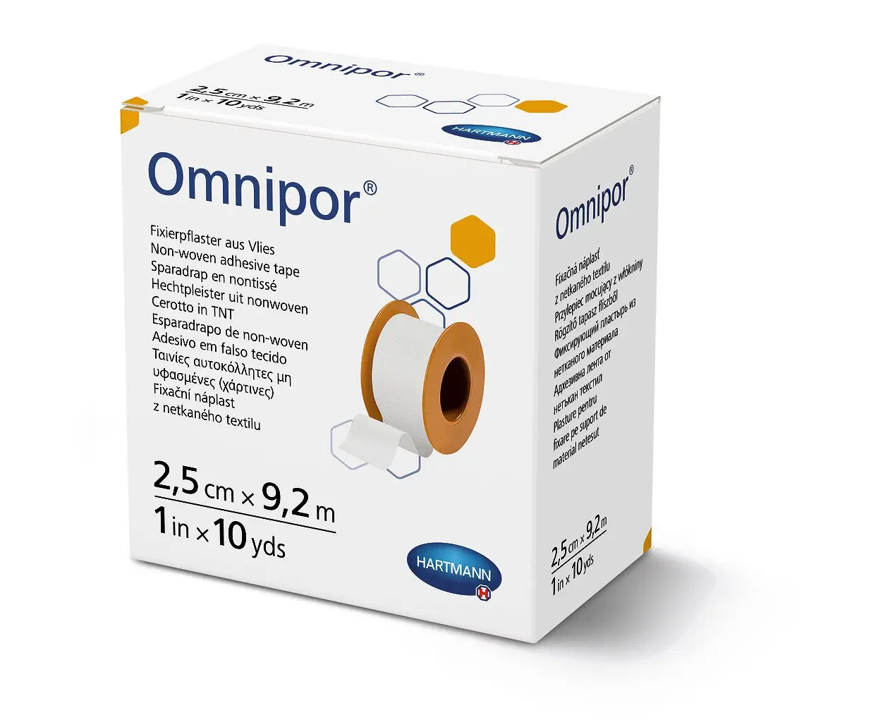 Пластир фіксуючий з нетканого матеріалу Hartmann Omnipor 2,5 см х 9,2 м, фото 1