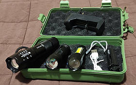 Набір тактичних ліхтариків багатофункціональних DDK 1013 лм 3 шт чорних