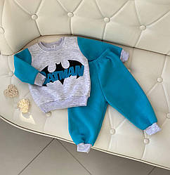 Теплий спортивний костюм на флісі для хлопчика "Batman" Блакитний 0484 174, Mini Bord, Голубой, Мальчик, Осень Зима, 80