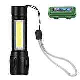 Акумуляторний ліхтар BL-511 компактний світлодіодний USB ліхтарик в кейсі ручний з фокусуванням променя, фото 7