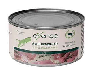 Вологий корм для дорослих котів Essence (з яловичиною) 200г.