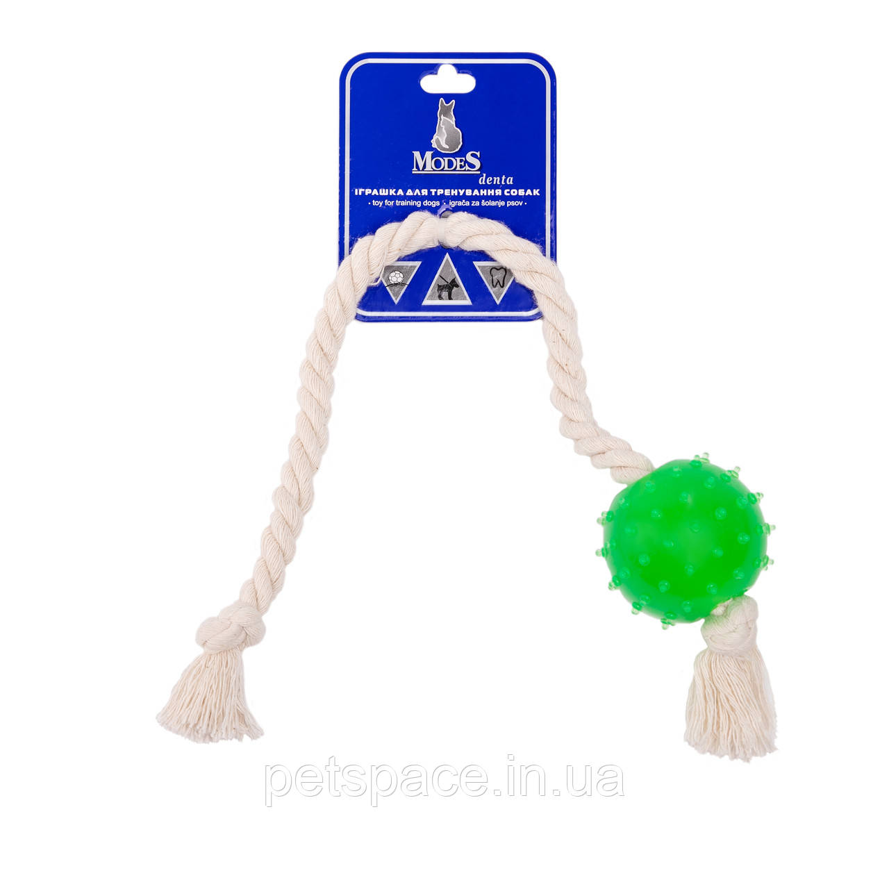 Іграшка для собак м'яч ModeS Denta Mina S (МодеС Дента з канатом, зелений) 6см.