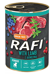 Консерви DN Rafi Junior with Lamb (Рафі паштет для цуценят з ягняти, журавлини та голубики) 400г.