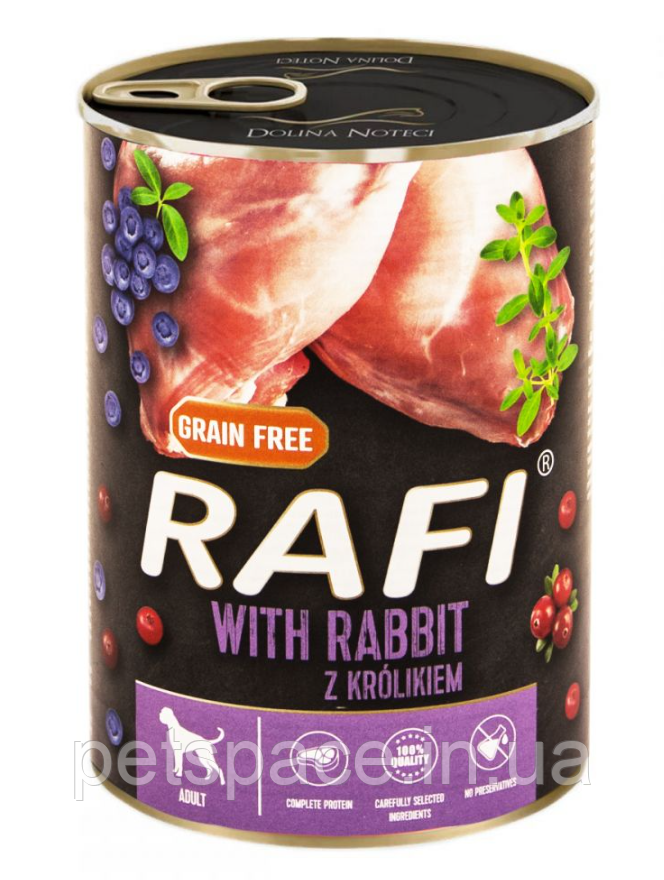 Консерви DN Rafi with Rabbit (Рафі паштет для собак з кролика, голубики та журавлини) 400г., фото 1
