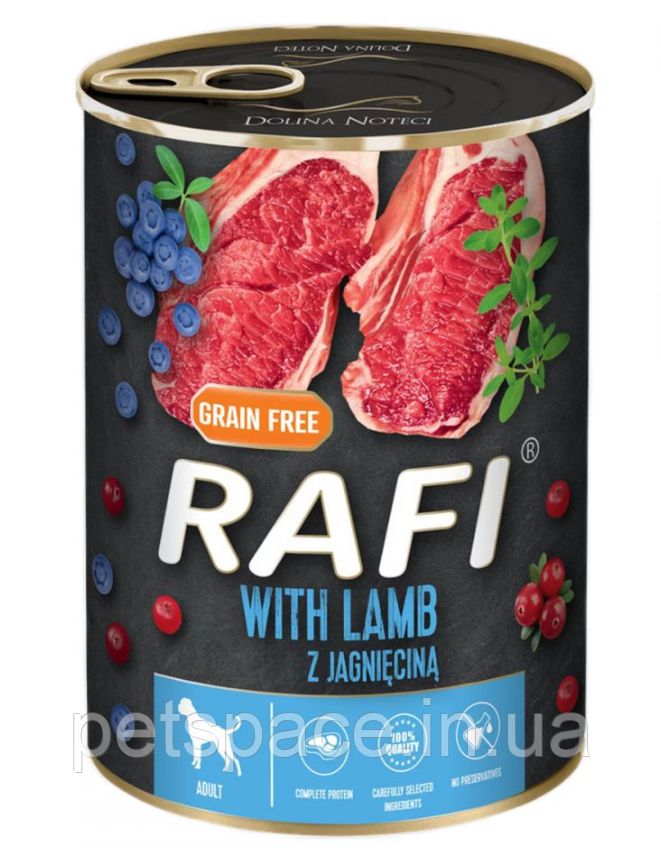 Консерви DN Rafi with Lamb (Рафі паштет для собак з ягням, голубики та журавлини) 400г.