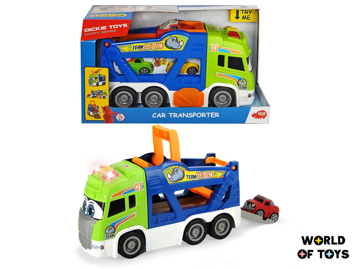 Транспортер Dickie Toys Хеппі Сканія з м'якою машинкою зі звуковими та світловими ефектами 42 см (3817003)