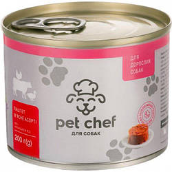 Консерви для собак Pet Chef (Пет Шеф для усіх порід з м'ясногго асорті) 200г