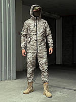 Мужской тактический зимний костюм пиксельный Куртка + штаны на флисе Terra светлый камуфляж (Bon)