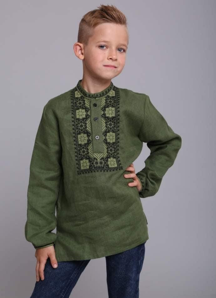 Вышиванка детская для мальчика зеленая - фото 1 - id-p1710205353