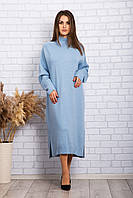 Женское длинное теплое платье Serianno голубое