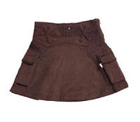 Детская юбка микровельвет для девочки 128 см коричневая