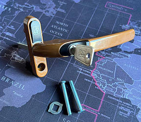 Ручка із ключем Planet Slimline для металопластикових вікон вузька колір коричневий