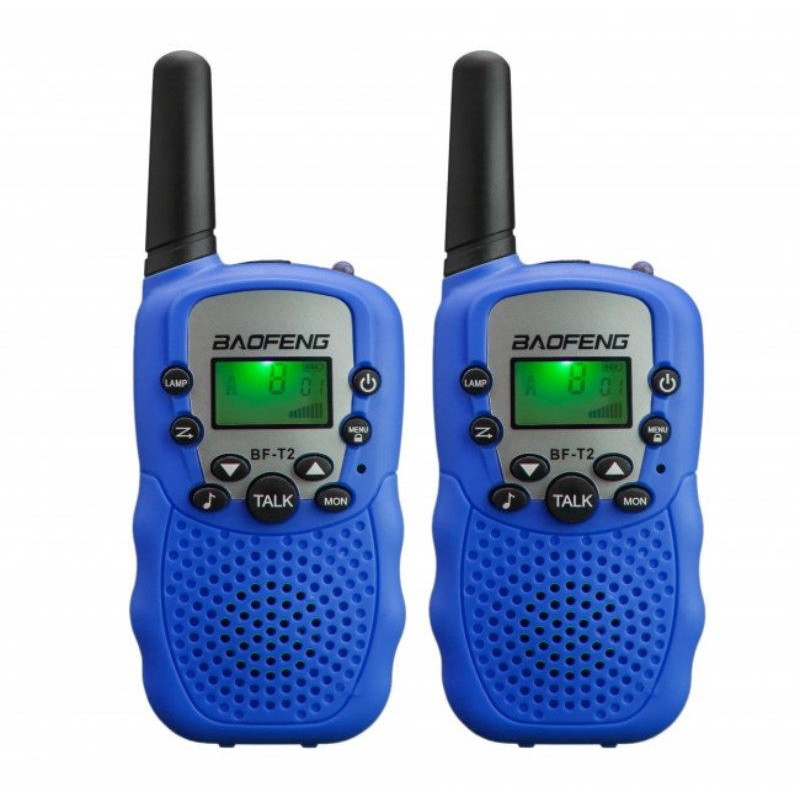 Комплект рацій Baofeng MiNi BF-T2 PMR446 Blue (0.5W, PMR446, 446 MHz, до 5 км, 8 каналів, 4xAAA), 2 шт.