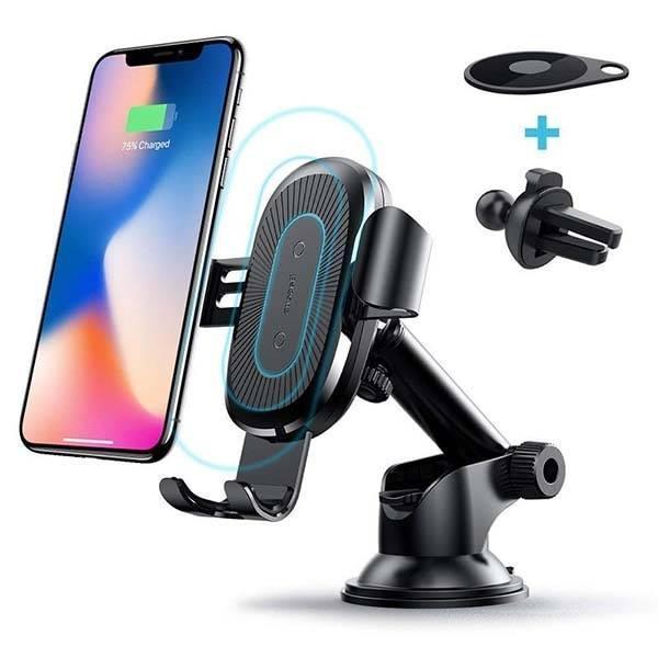 Тримач в авто Baseus Wireless Charger Car Mount Black із затискачем Чорний